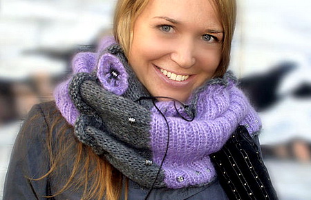 Женский вязаный шарф спицами или крючком